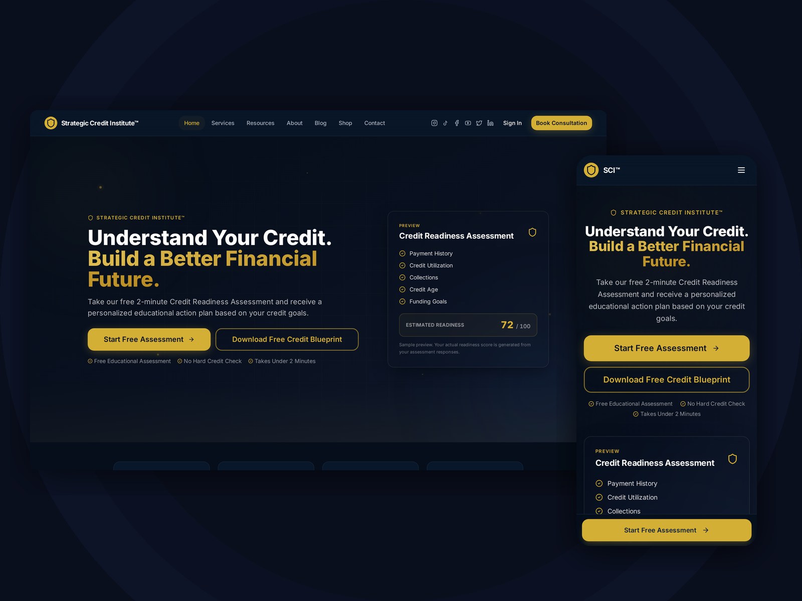Strategic Credit Institute website mockup